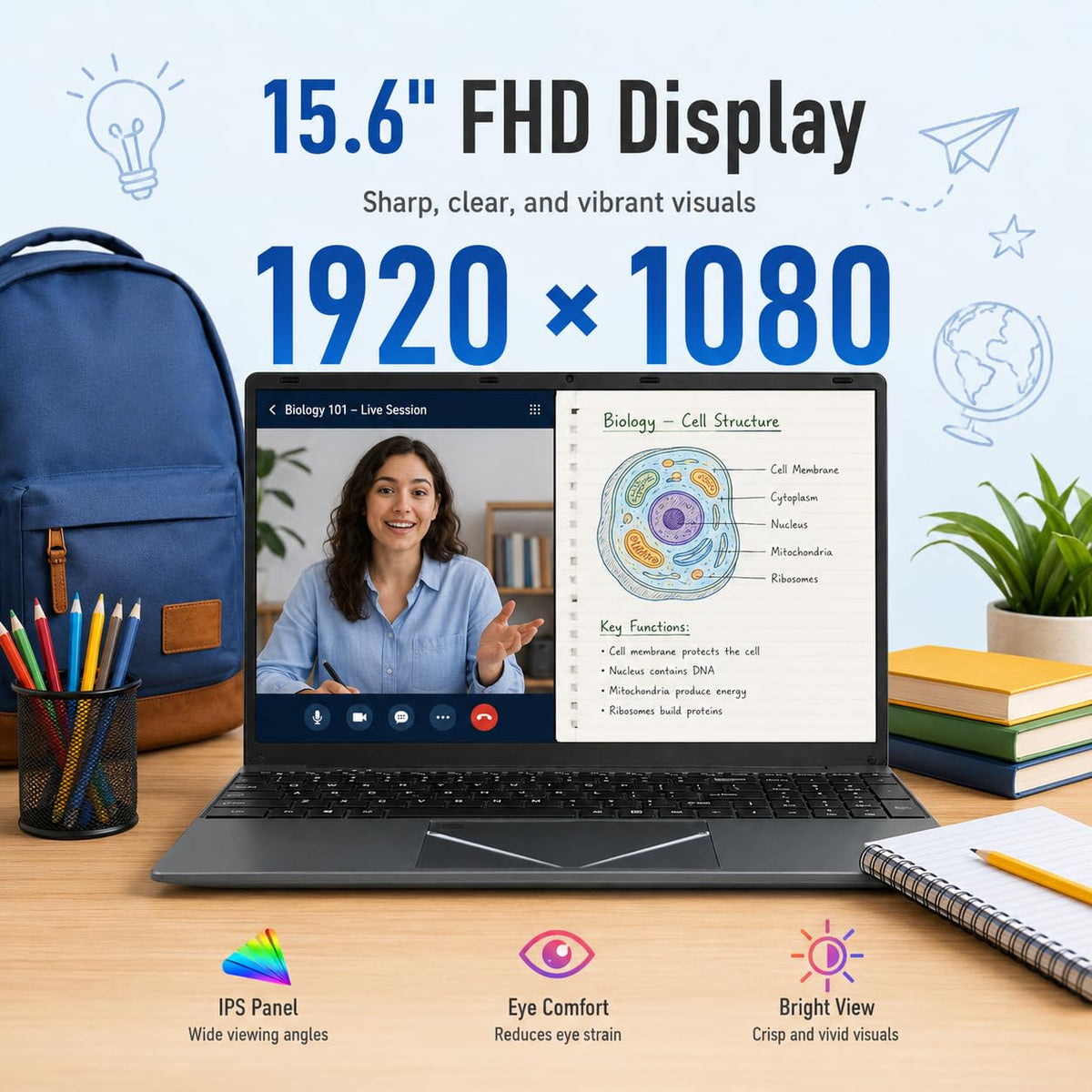 15.6" Core i3 8GB RAM 256GB SSD Laptop Computer N749