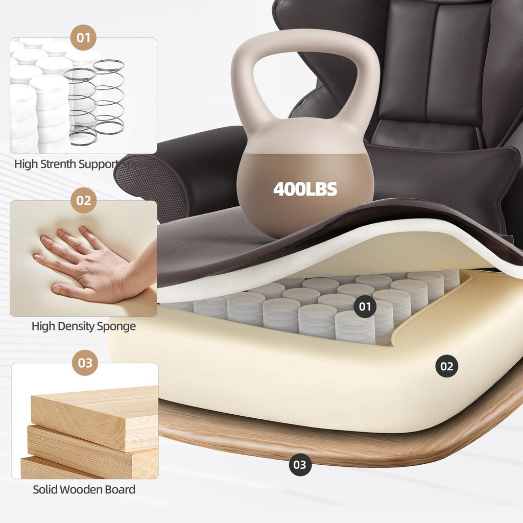 Brown Heated Massage Office Chair with Footrest E886