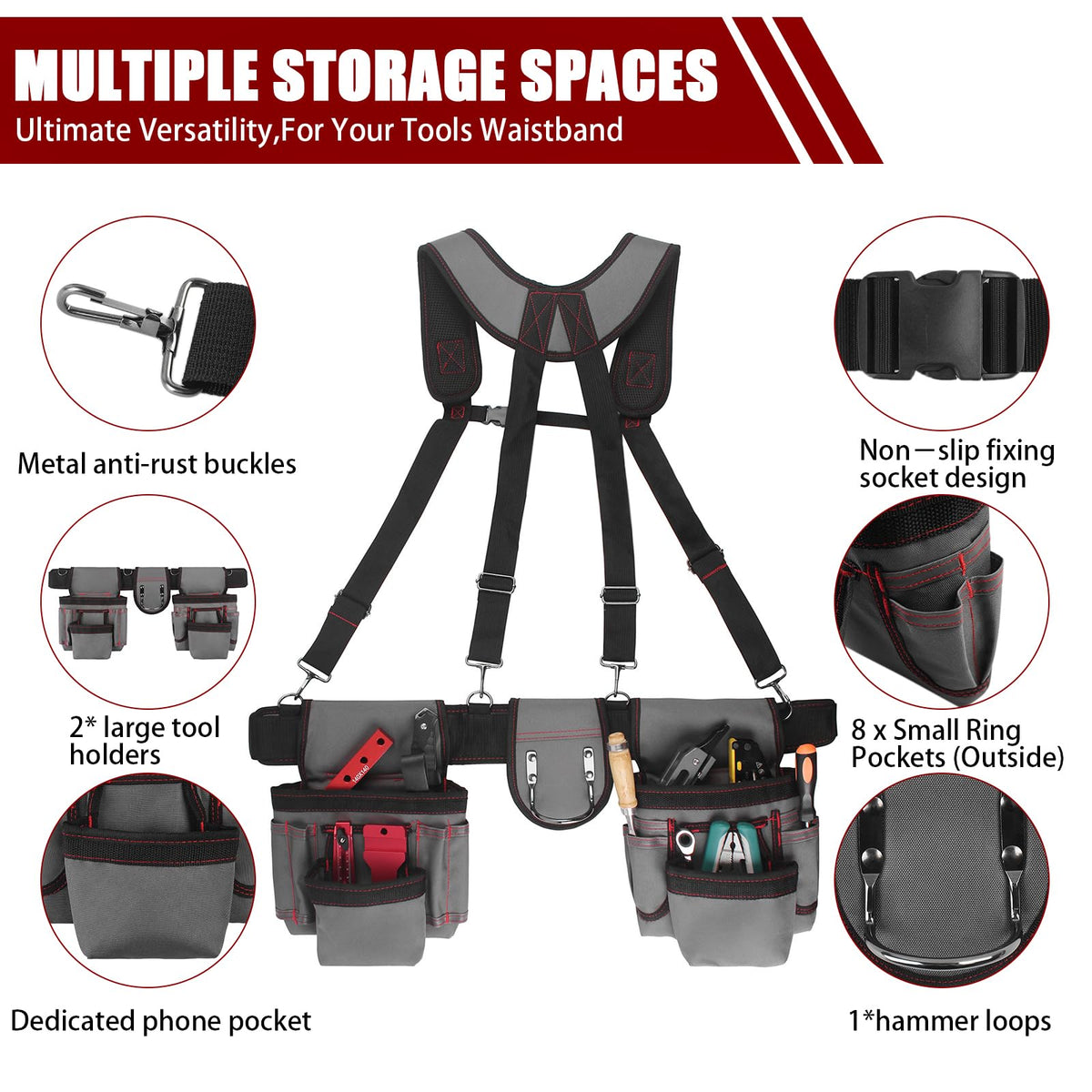 Heavy Duty 22 Pockets Adjustable Tool Belt E84358