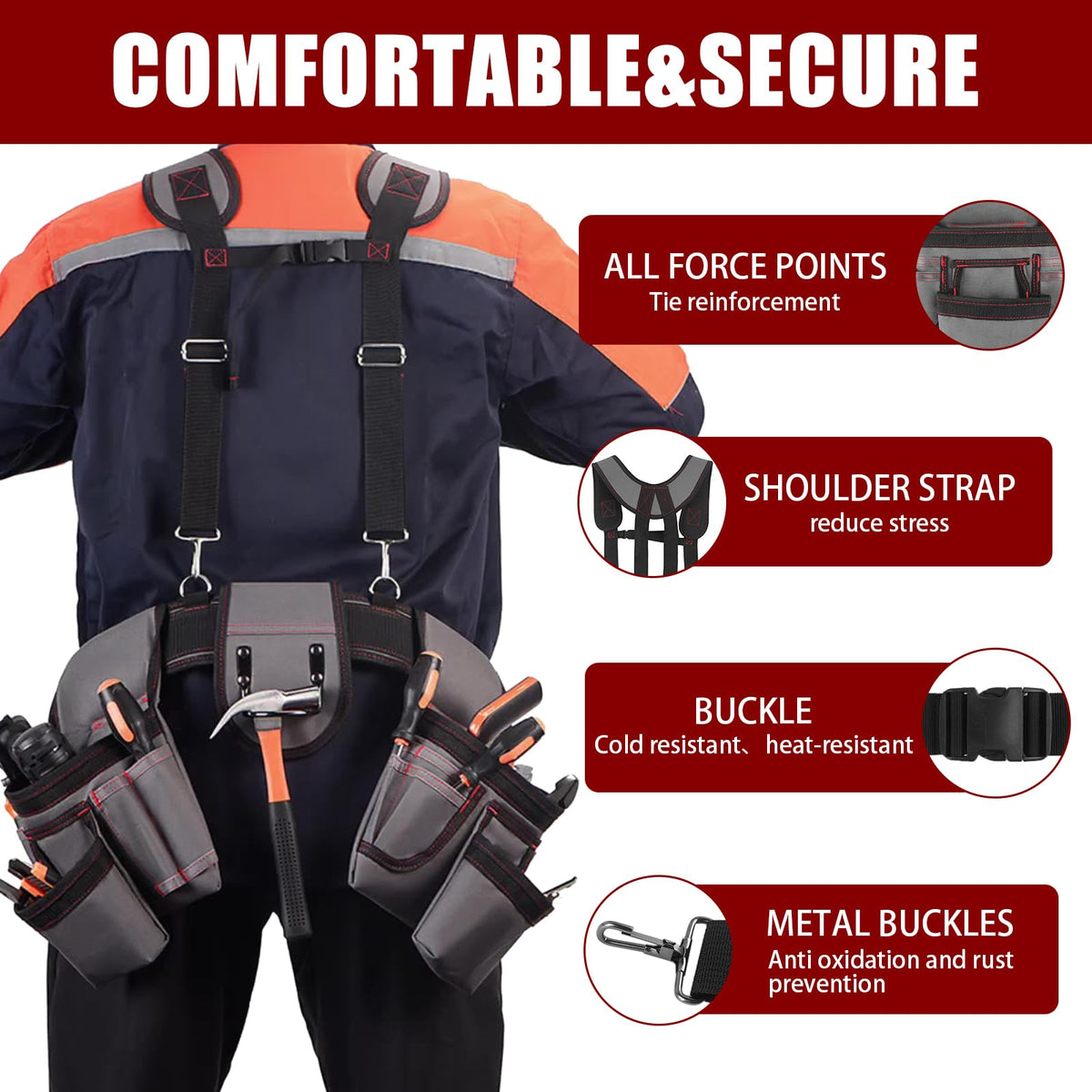 Heavy Duty 22 Pockets Adjustable Tool Belt E84358