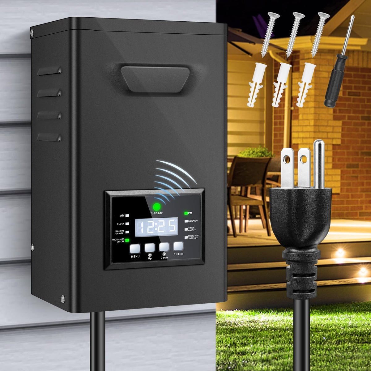 200W Low Voltage Landscape Transformer with Timer and Photocell Sensor O145636