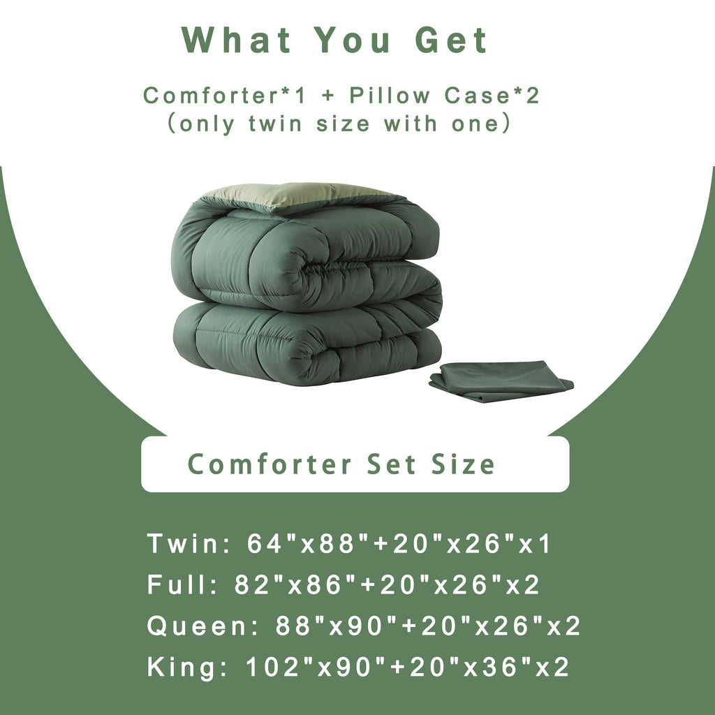 King Size Green Comforter Set with 2 Pillow Cases L166746