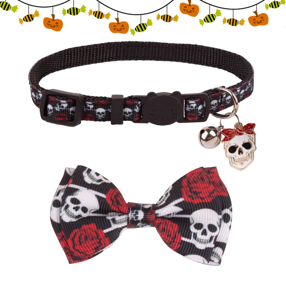 Halloween Cat Collar with Bow Bell P5824