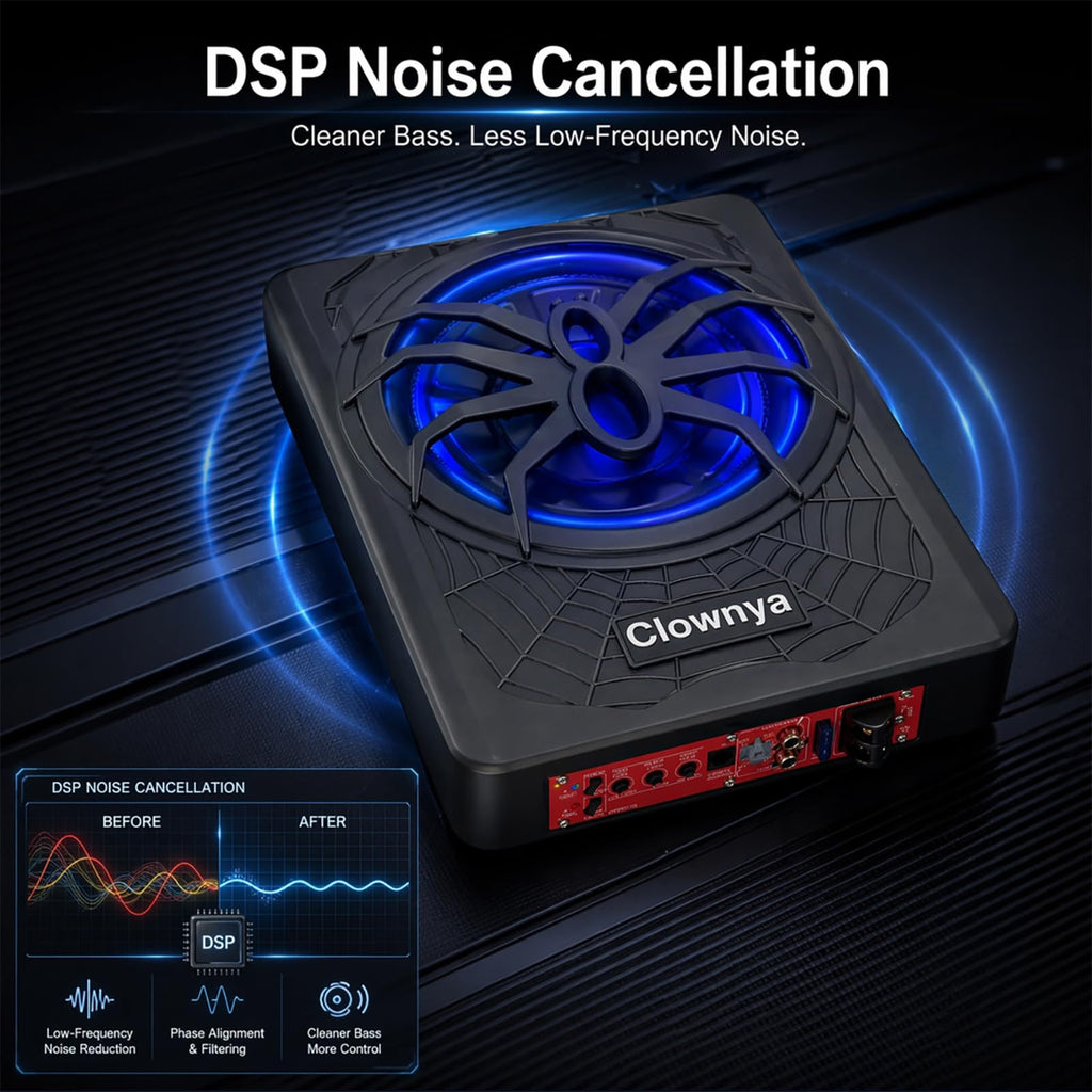1200W Slim Under-Seat Powered Car Subwoofer with Built-in Amp Z13111