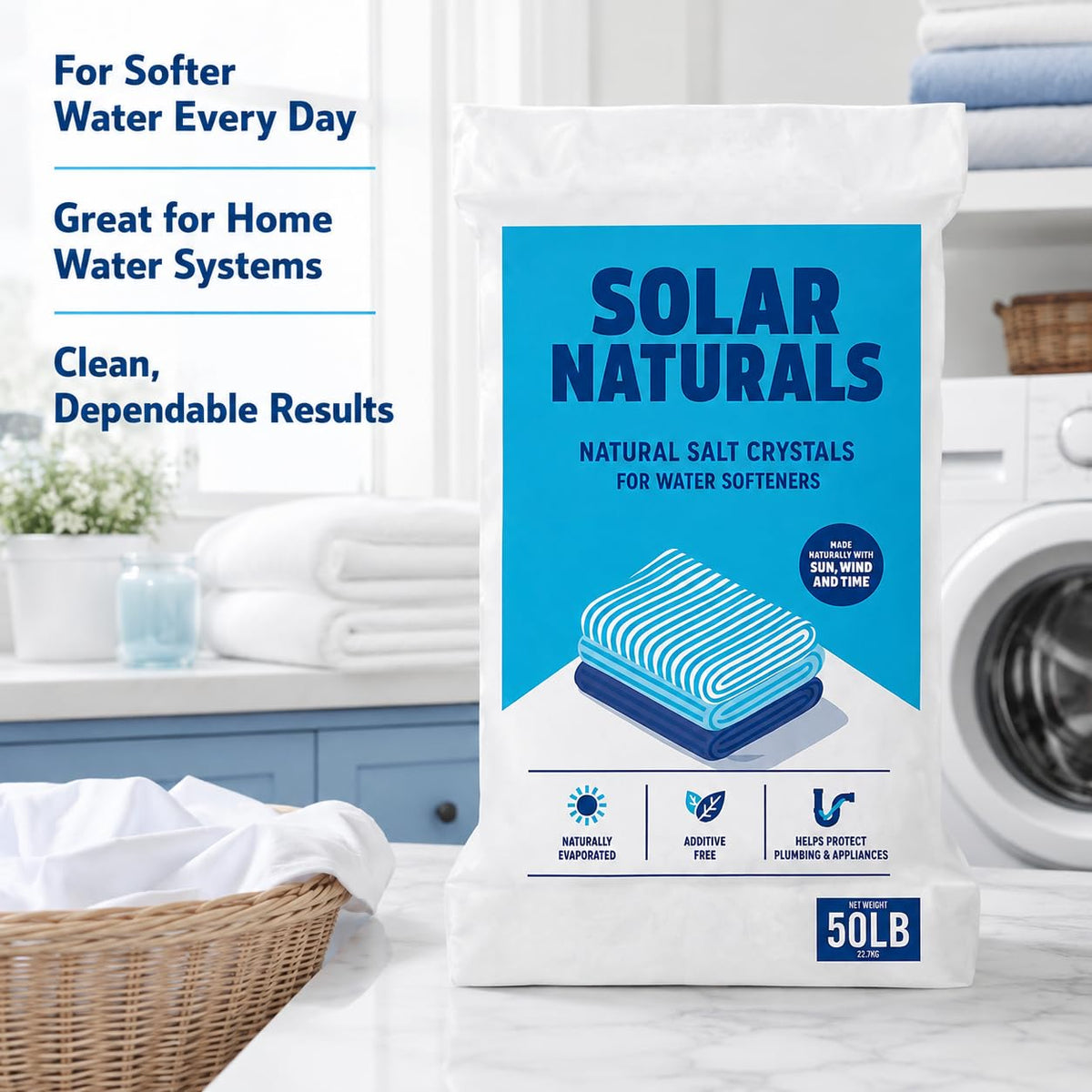 Natural Salt Crystals for Water Softeners, 50 lb S1898