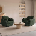 Oversized Sherpa Boucle Fabric Swivel Accent Armchair Set of 2 R738