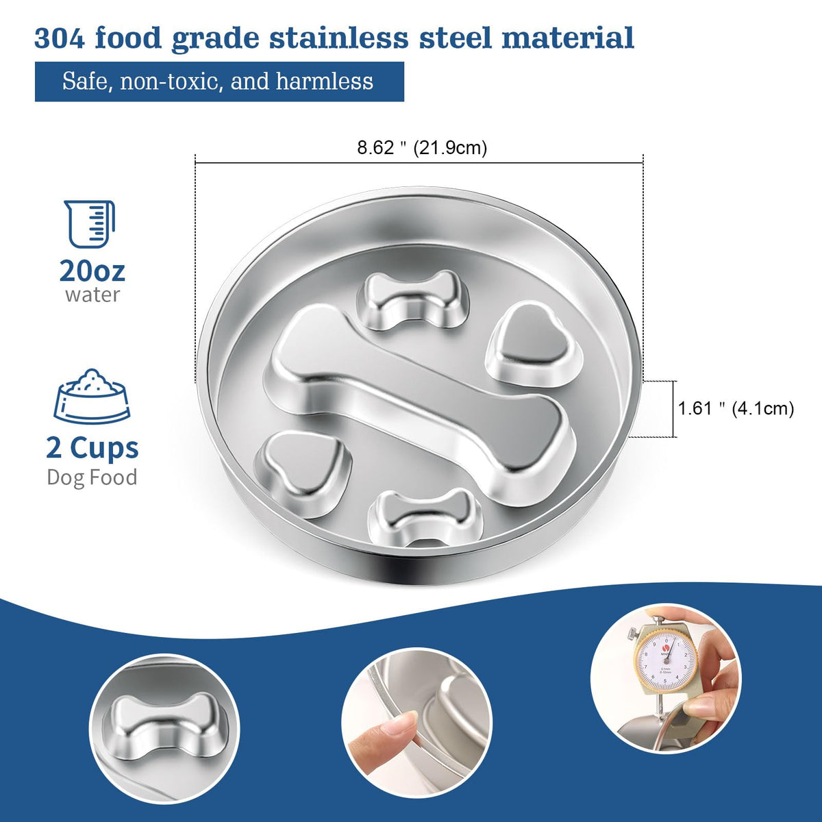 Stainless Steel Non-Slip Slow Feeder Dog Bowl C349978