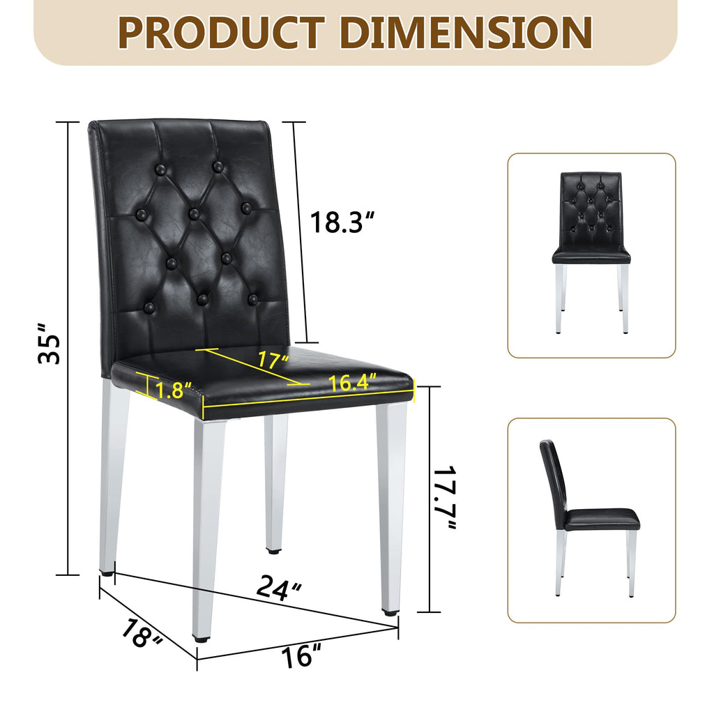 Black Faux Leather Dining Chairs Set of 6 W975664