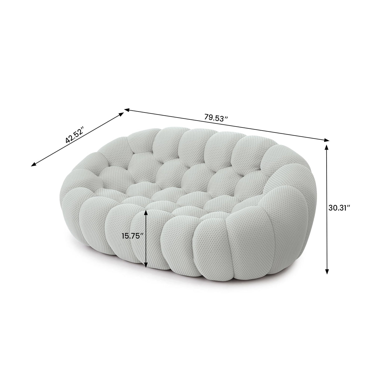 Light Grey Curved Upholstered Sofa J324196