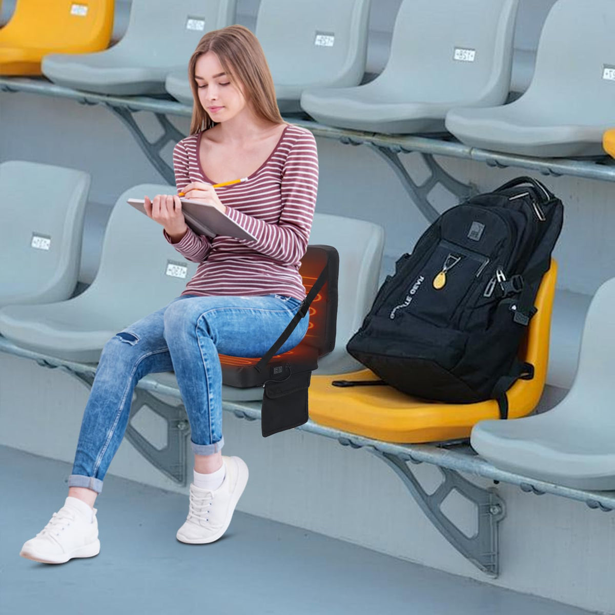 Heated Stadium Seat Cushion with Back 2 Pack M9305