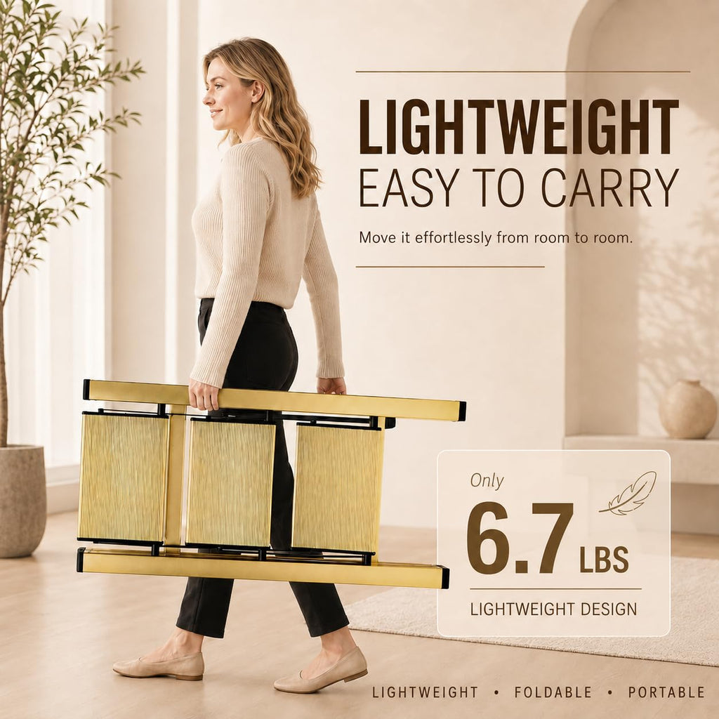 Gold Aluminum 3 Step Folding Stool, 330 lb Capacity S73109