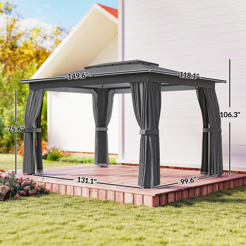 10' x 12' Dark Gray Outdoor Patio Gazebo L871356