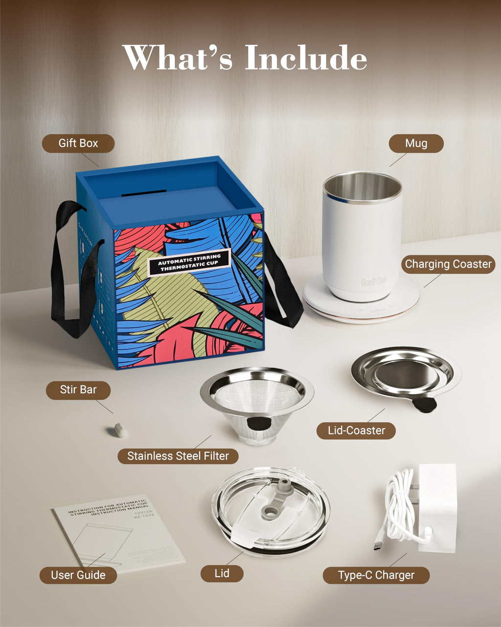 Self-Heating 10oz Temperature Controlled Coffee Mug with Dripper A681