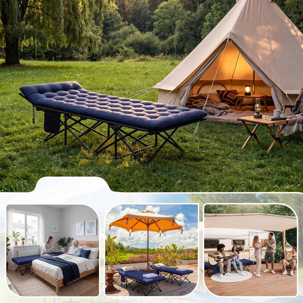 2 Pack Folding Camping Cot with Mattress D983