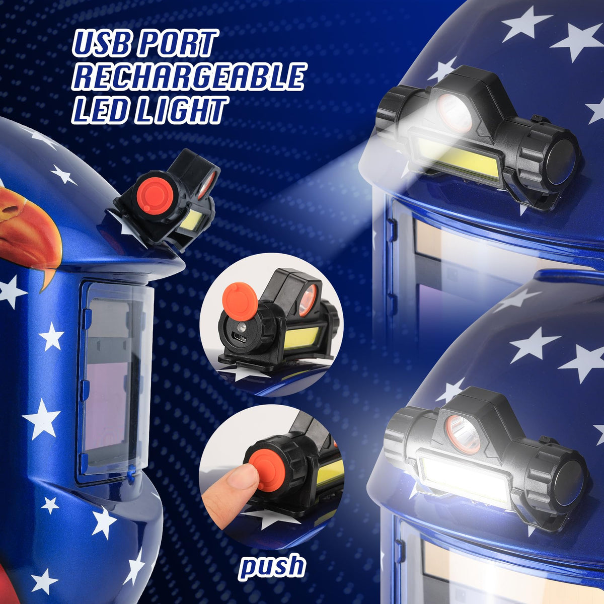 Auto Darkening Welding Helmet with LED Light M7635