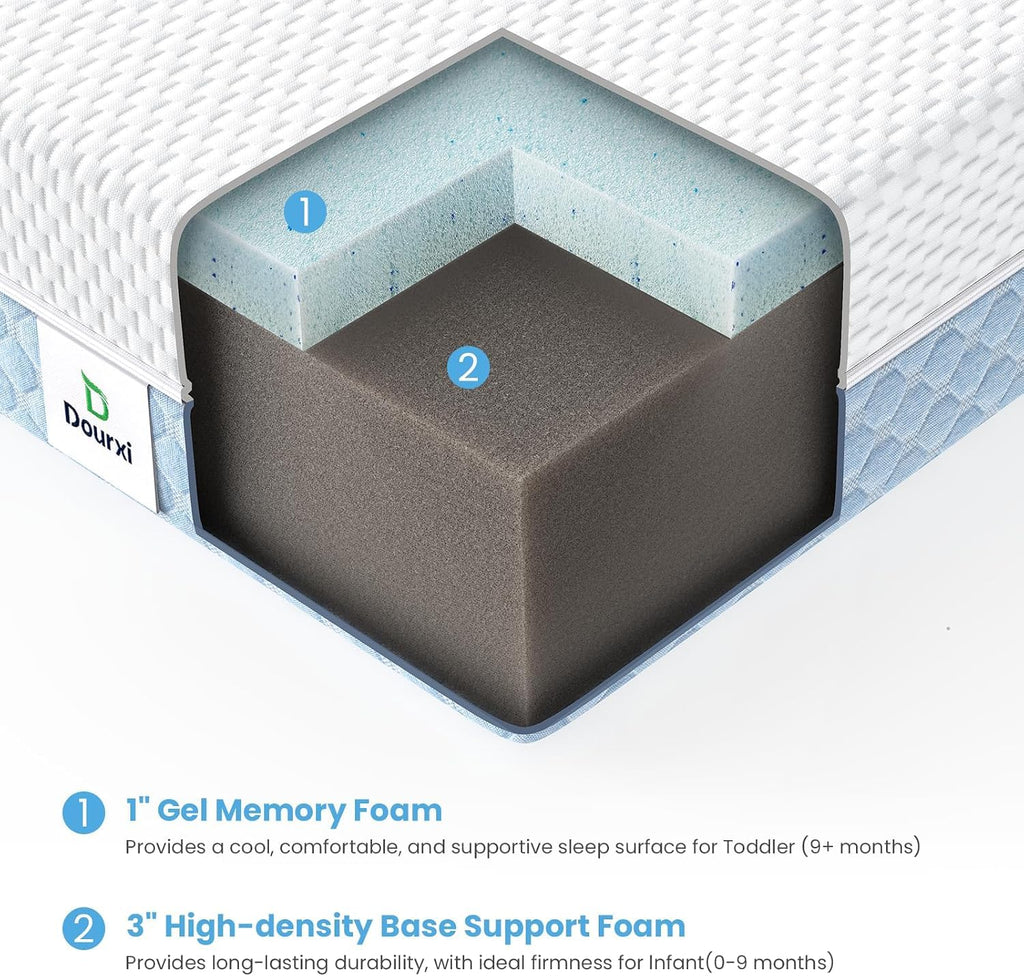 Mini Crib Mattress, 38x24x4 Inch Dual-Sided Gel Memory Foam V39360