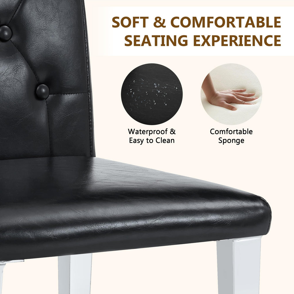 Black Faux Leather Dining Chairs Set of 6 W975664