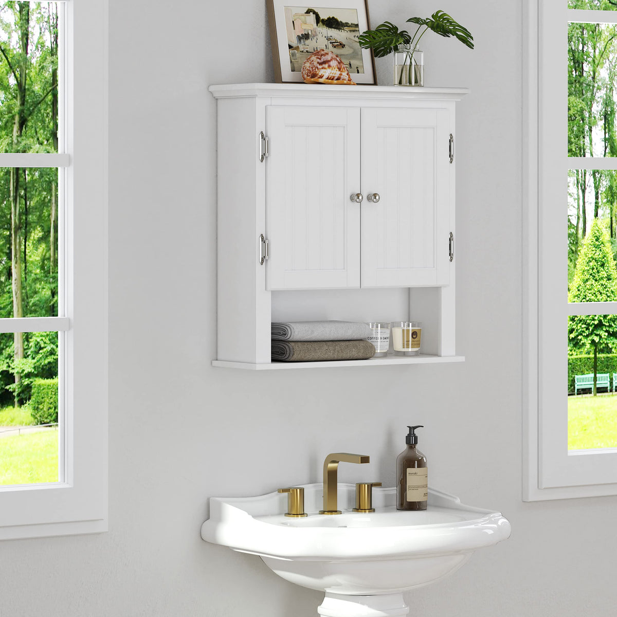 White Wall-Mounted Bathroom Cabinet T47608