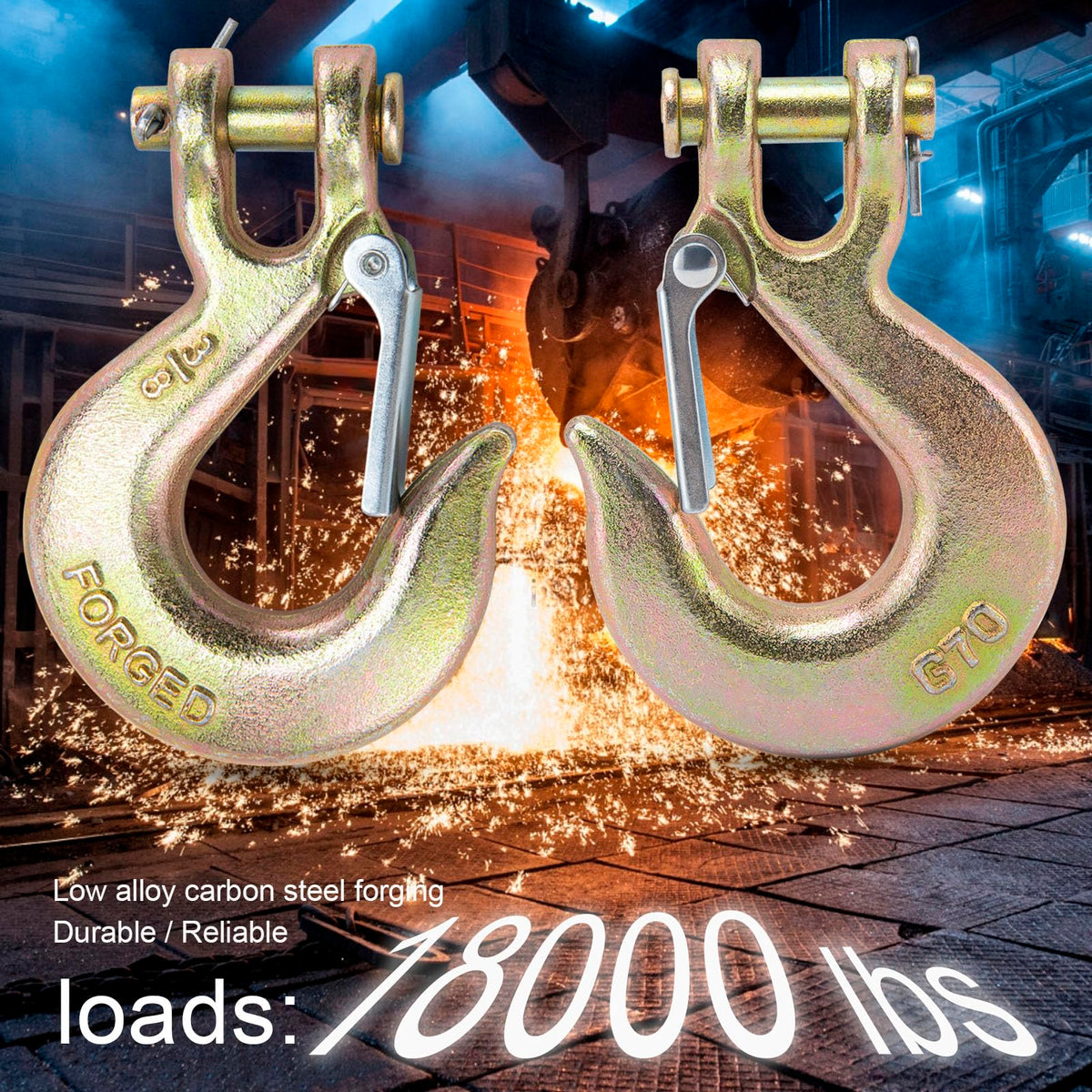 3/8 Chain Hooks with Safety Latch, 10 Pack U906