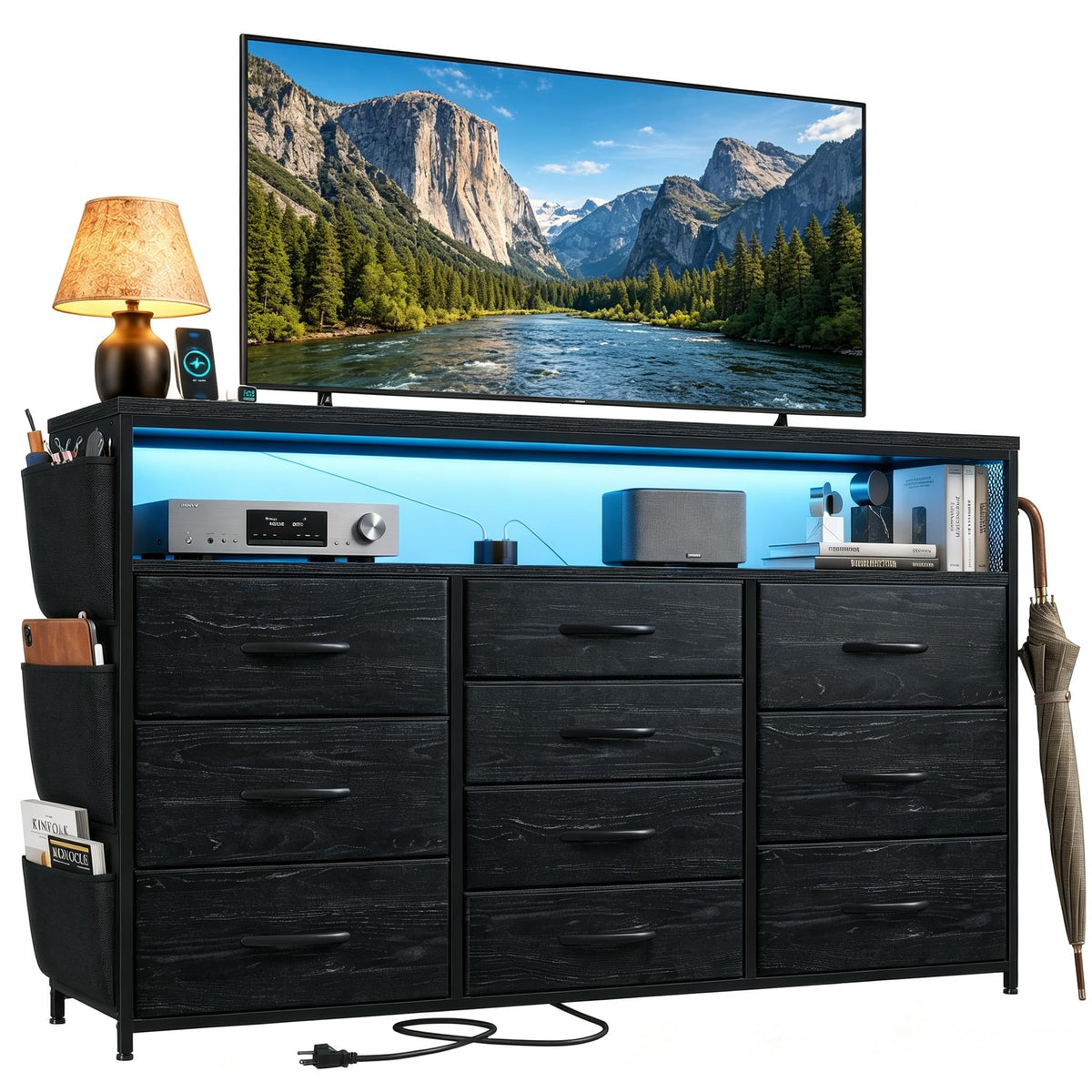 10 Drawer Dresser with LED Lights & Power Outlets Q789800