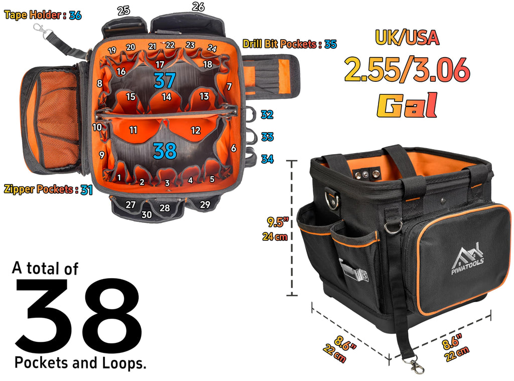 10" Compact Open-Top Tool Tote Bag V319