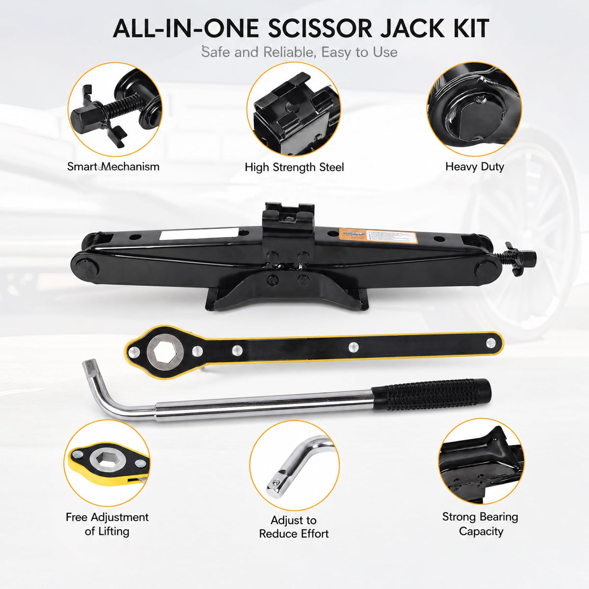 3 Ton Scissor Car Jack Kit with Wrench L208089