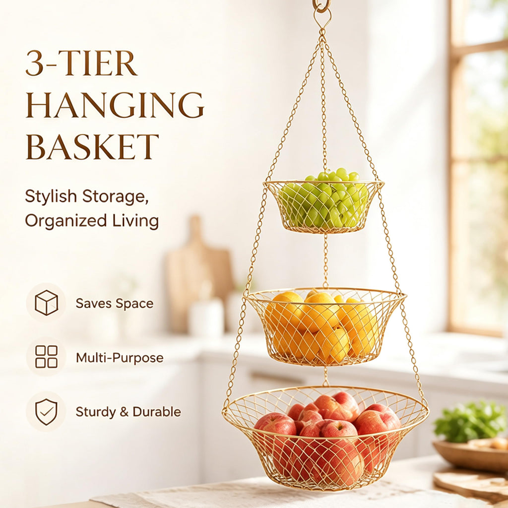 3-Tier Copper Hanging Basket U61822