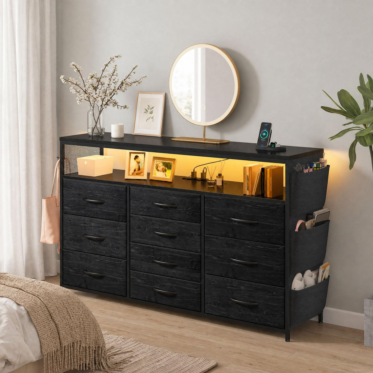 10 Drawer Dresser with LED Lights & Power Outlets Q789800