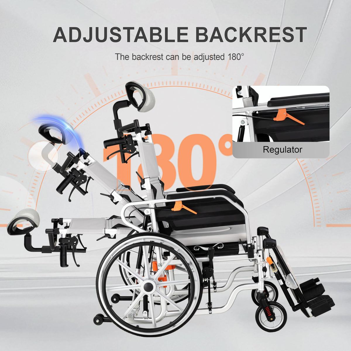 5-in-1 Reclining Wheelchair with 18.5" Wide Seat W576