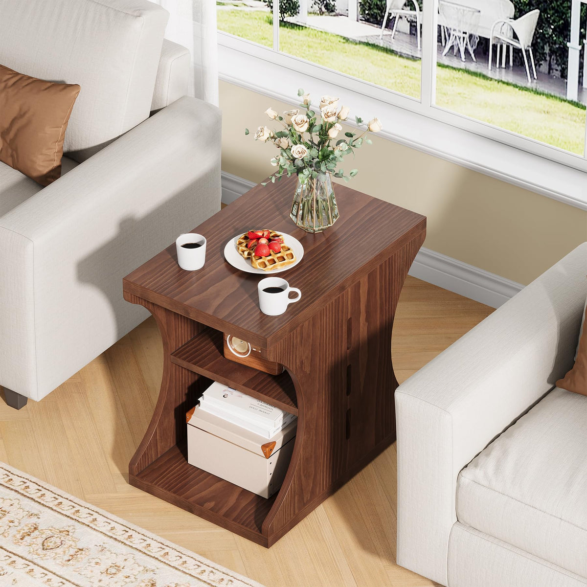 Brown Solid Wood Side End Table W716