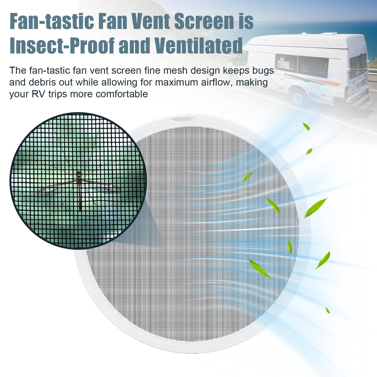 White 2PCS RV Vent Screen Roof Fan Frame Parts E624064