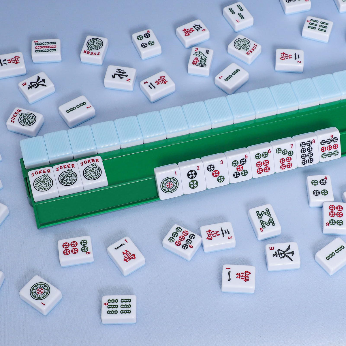 Green Mahjong Racks with Pushers 4 PCS J321823