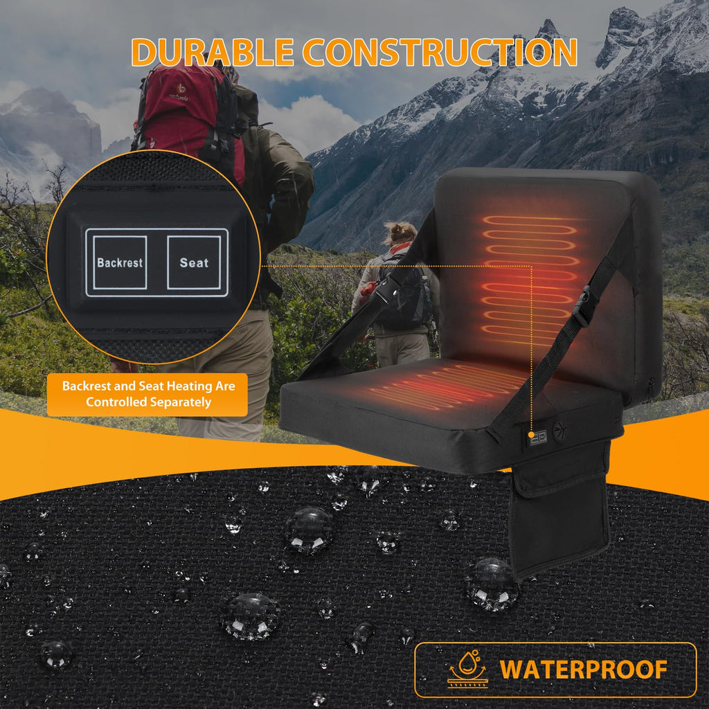 Heated Stadium Seat Cushion with Back 2 Pack M9305