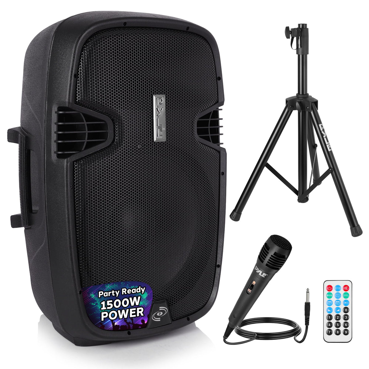 Black 1500W Portable PA Speaker System Y261066