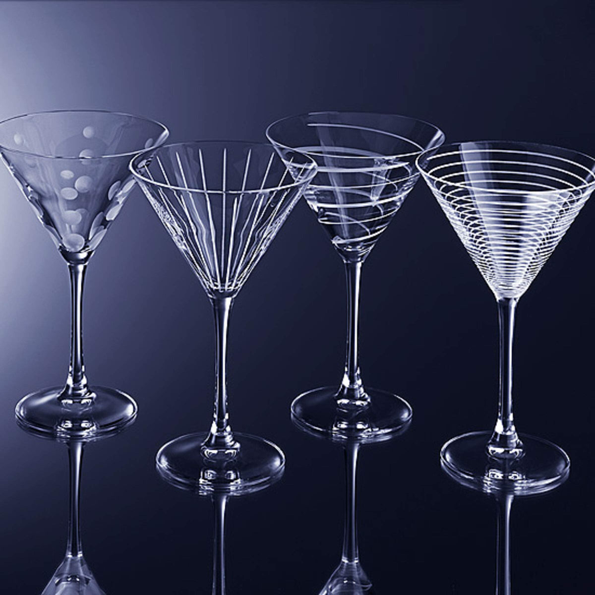 10-Ounce Etched Clear Glass Martini Glasses Set of 4 X3908