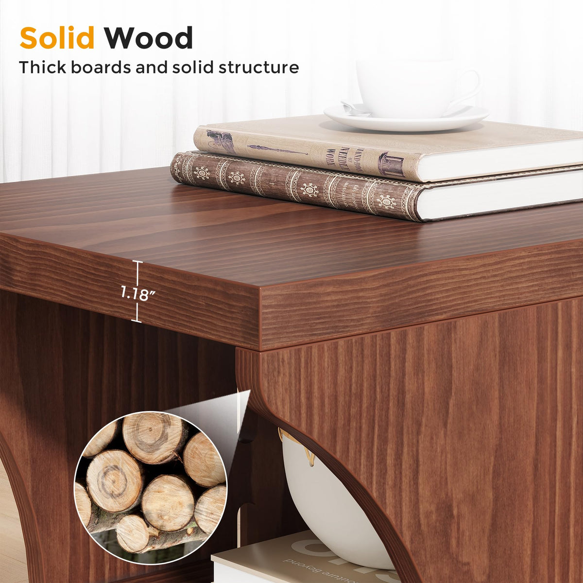 Brown Solid Wood Side End Table W716