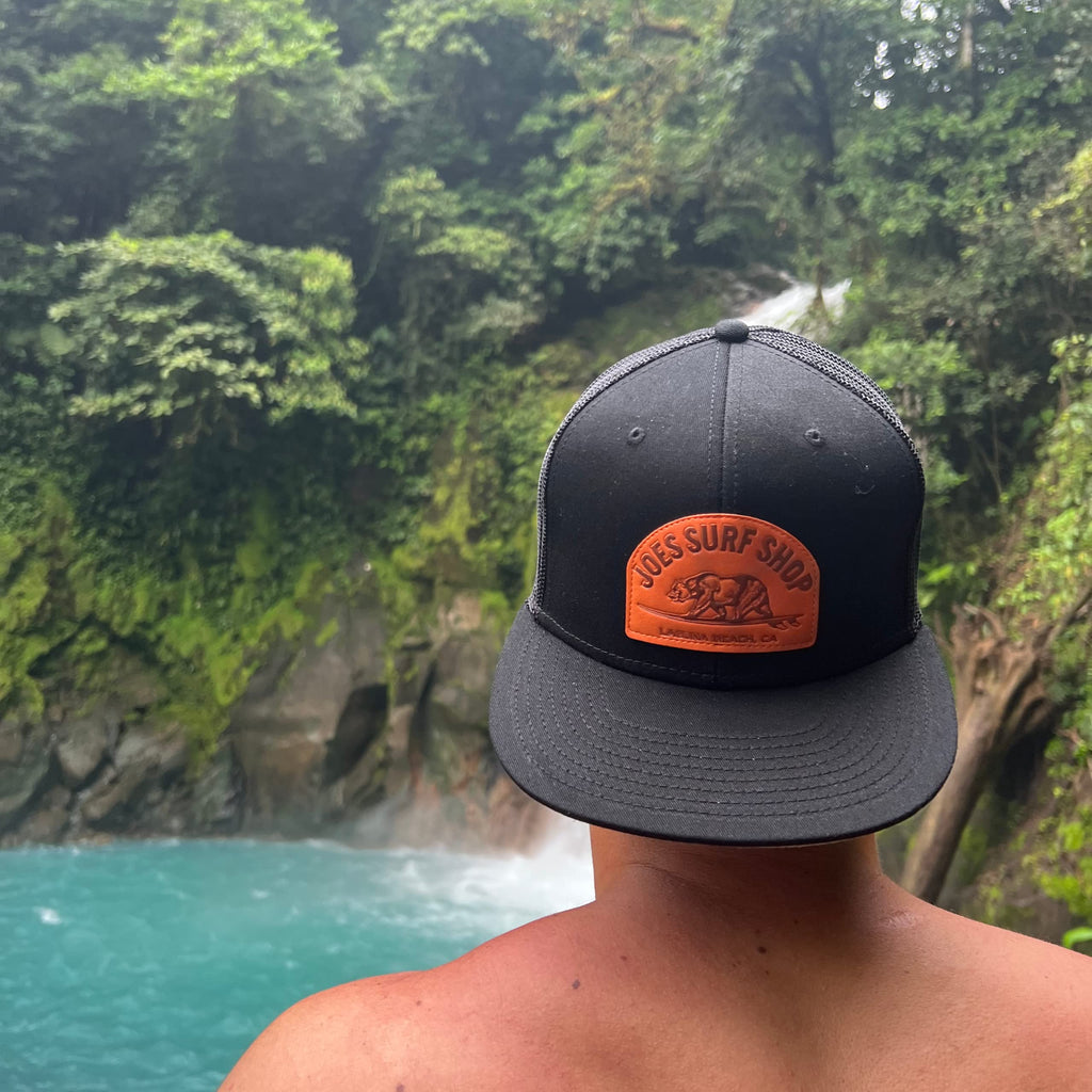Surfing Bear Flat Bill Snapback Trucker Hat I757980