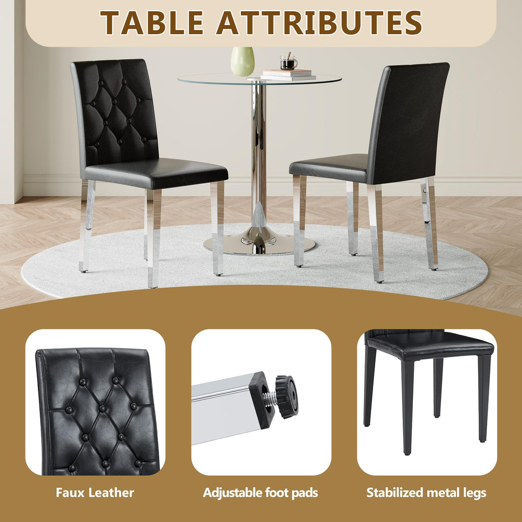 Black Faux Leather Dining Chairs Set of 6 W975664