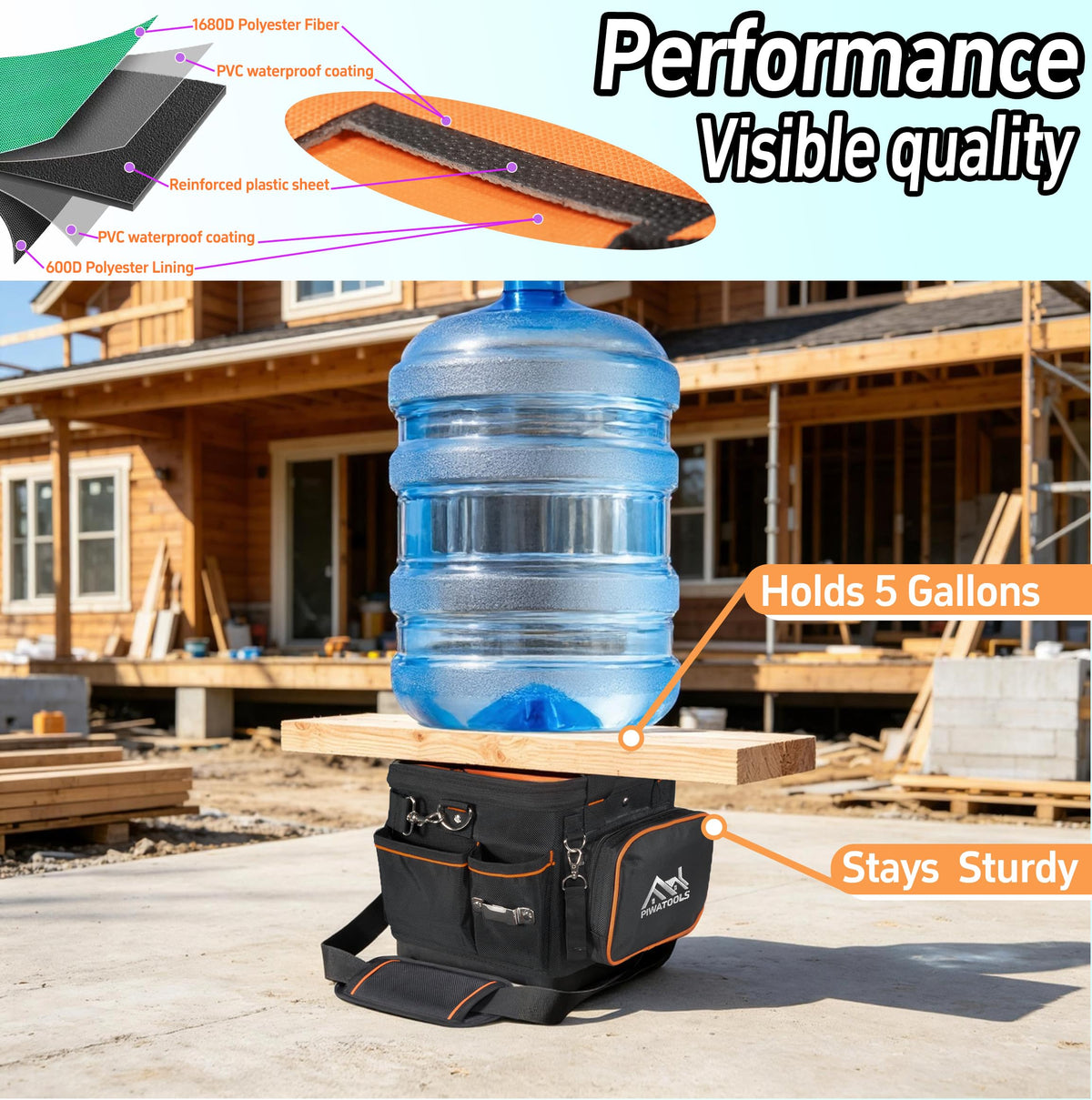 10" Compact Open-Top Tool Tote Bag V319
