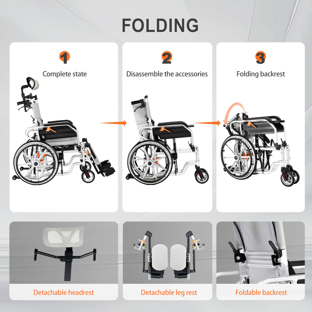 5-in-1 Reclining Wheelchair with 18.5" Wide Seat W576