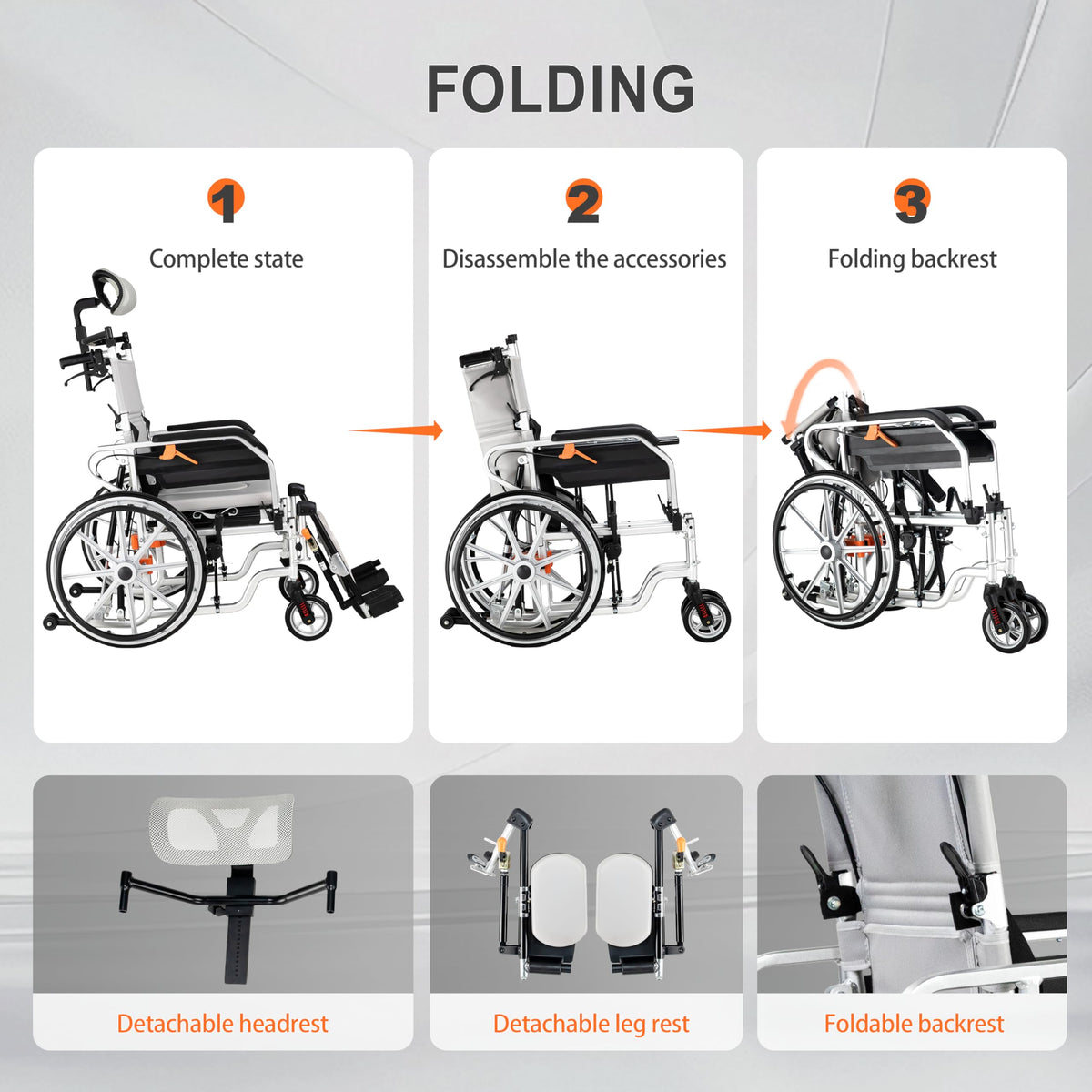 5-in-1 Reclining Wheelchair with 18.5" Wide Seat W576