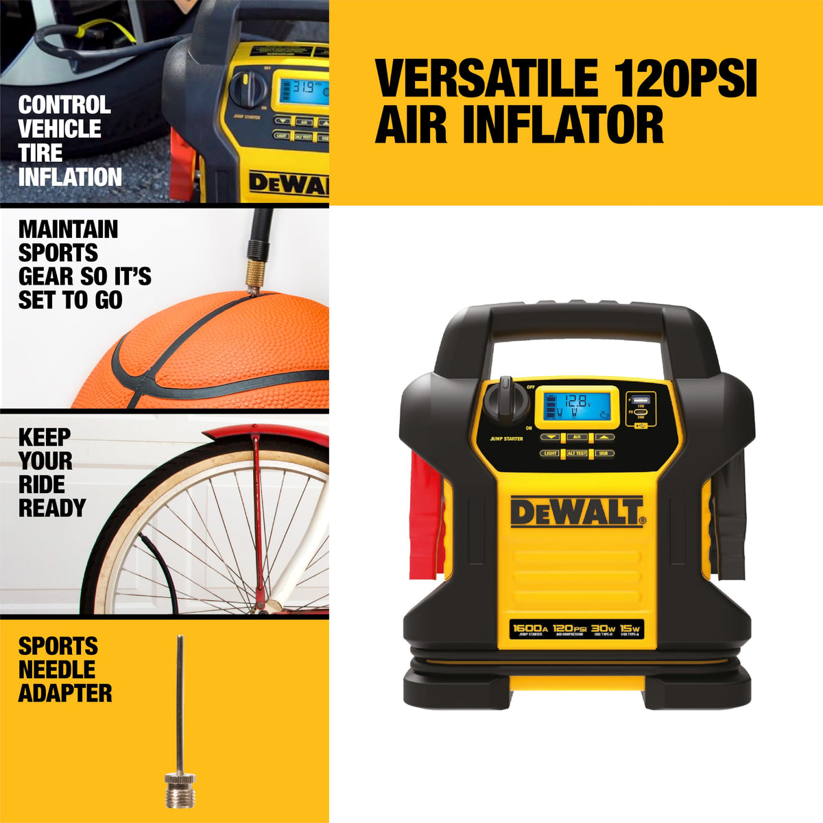 1600 Peak Amp Jump Starter with 120 PSI Air Inflator C29765