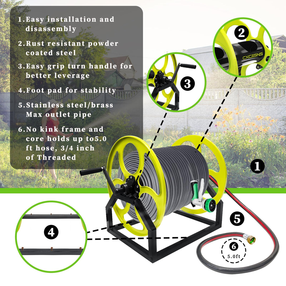 400FT Wall/Floor Mount Garden Hose Reel with Crank J85259