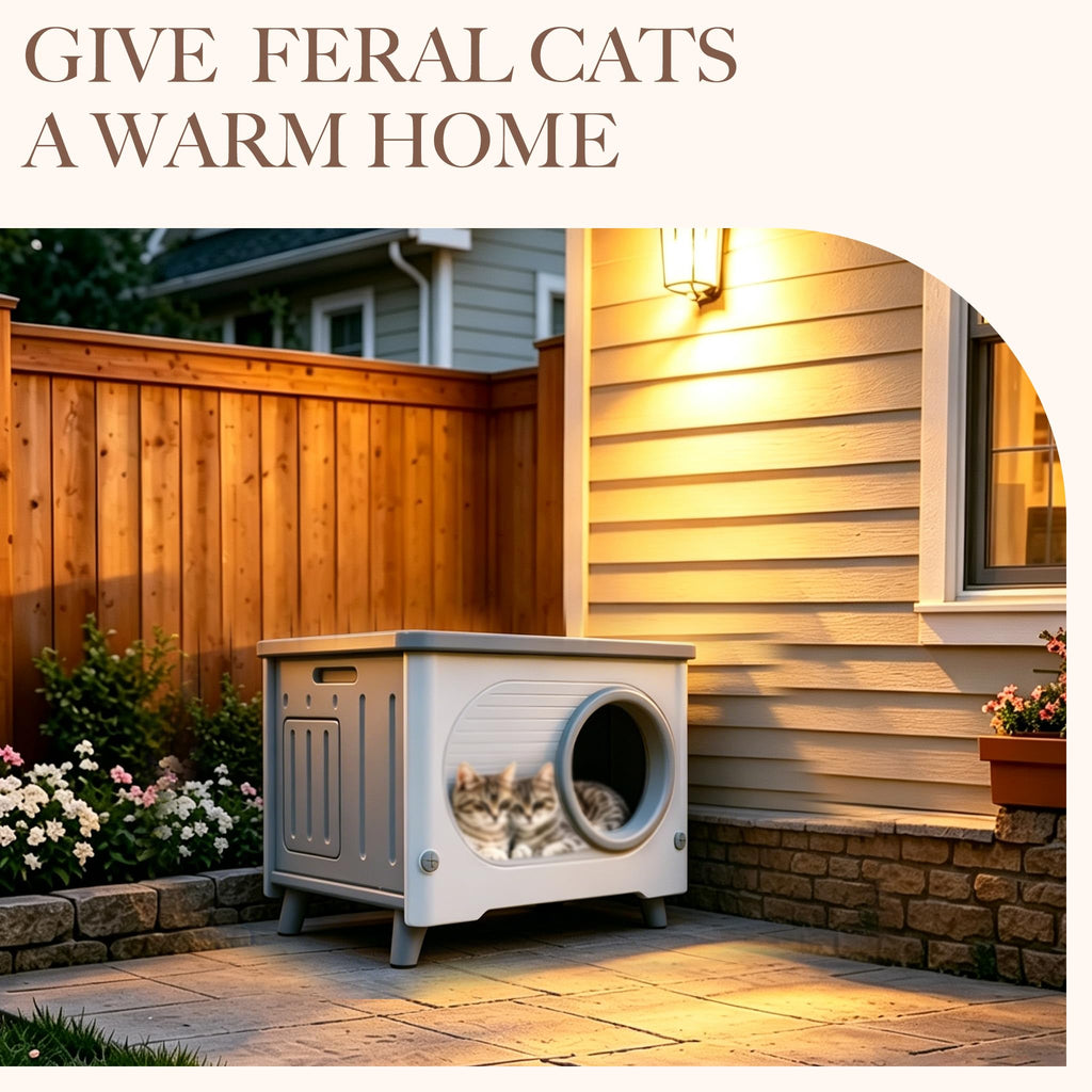 Weatherproof Outdoor Cat House with Escape Door K570