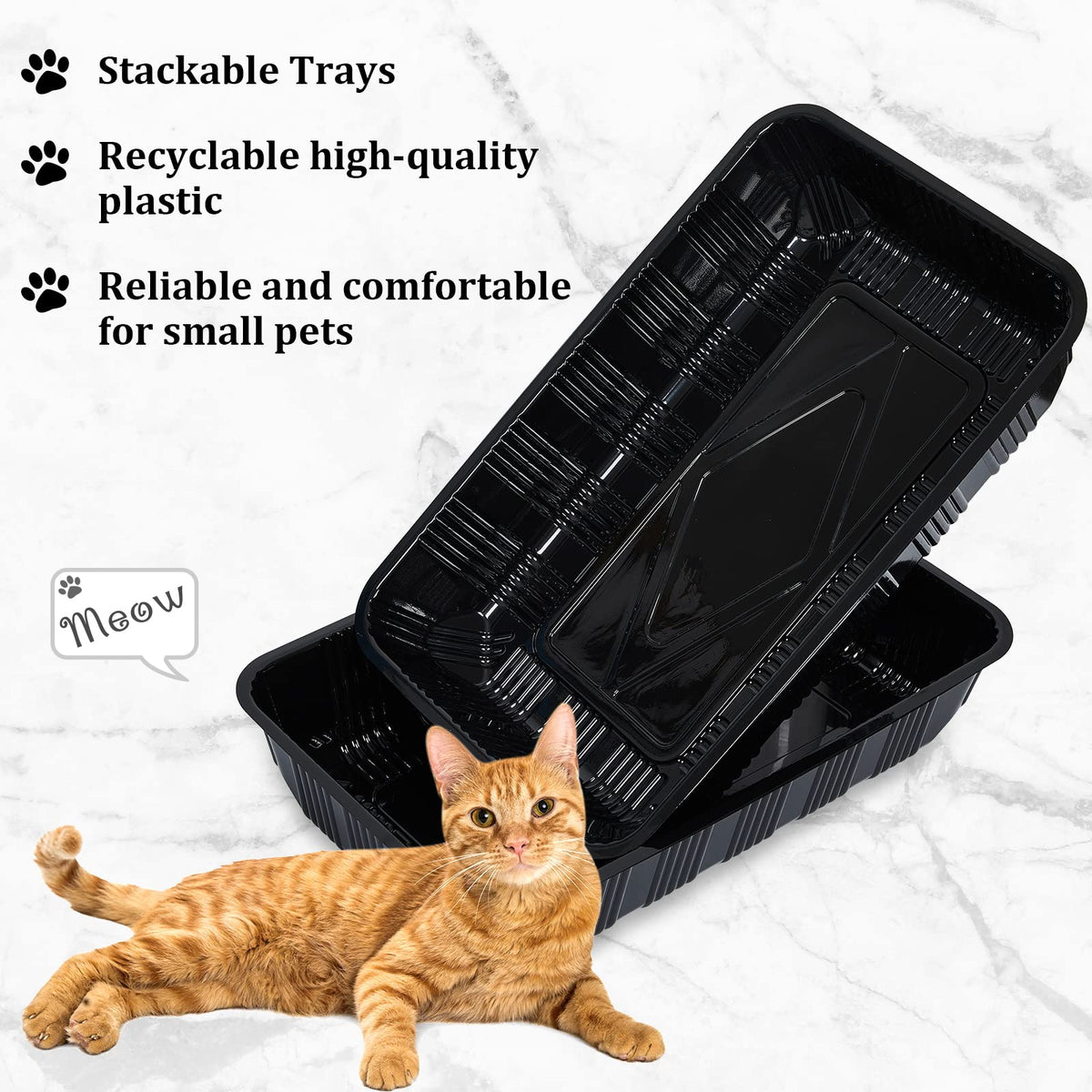 60 Pack Disposable Litter Boxes for Cats, Black X124159