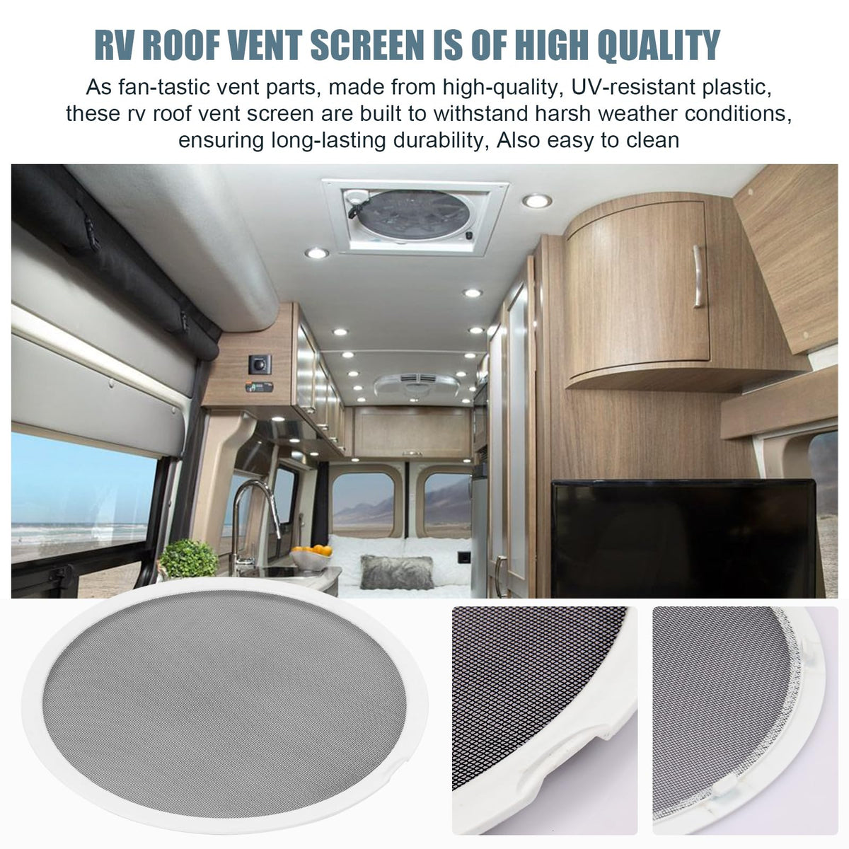 White 2PCS RV Vent Screen Roof Fan Frame Parts E624064