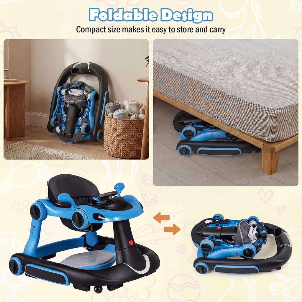 Foldable Baby Walker with Canopy and Wheels X68214