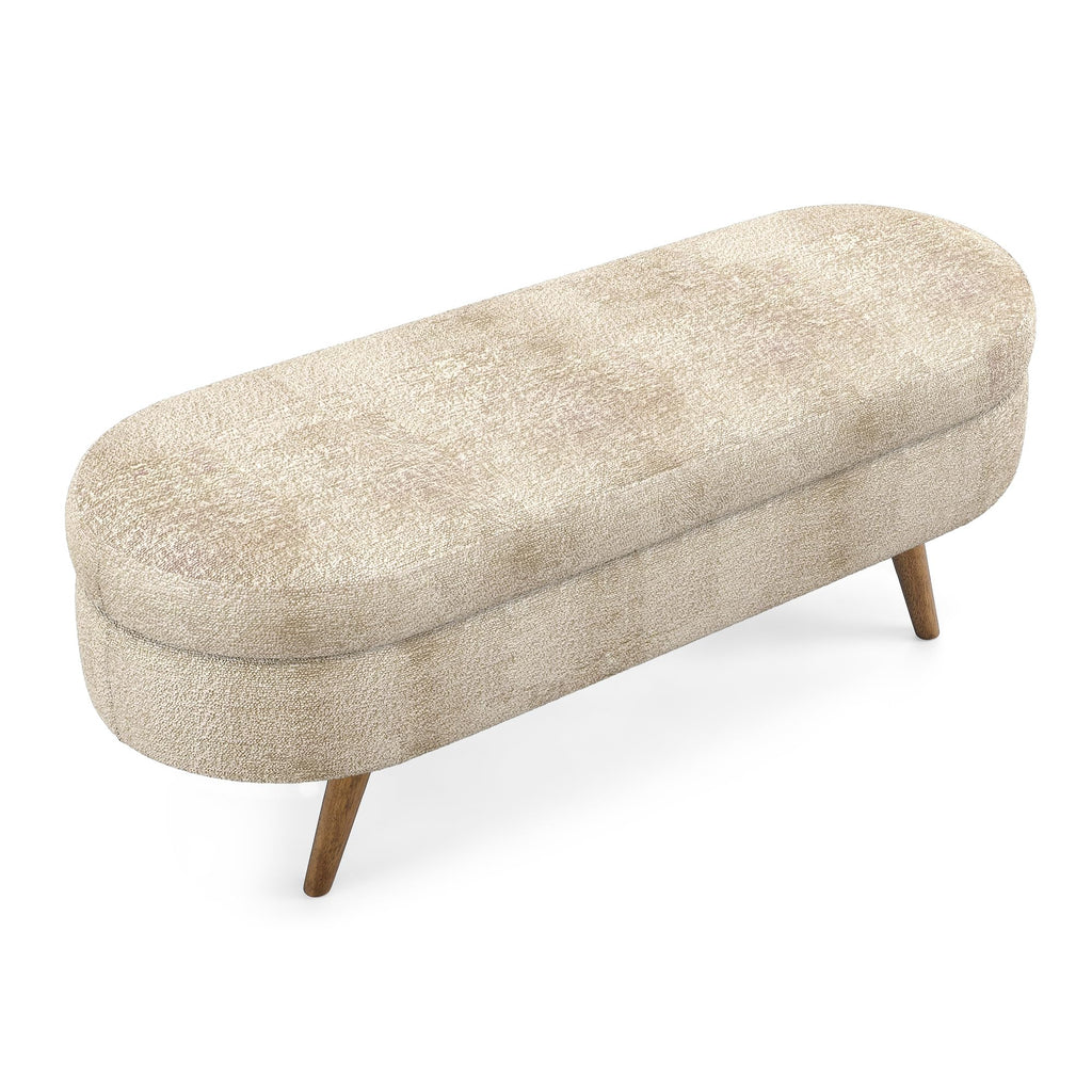 Brown Linen Storage Ottoman Bench B616