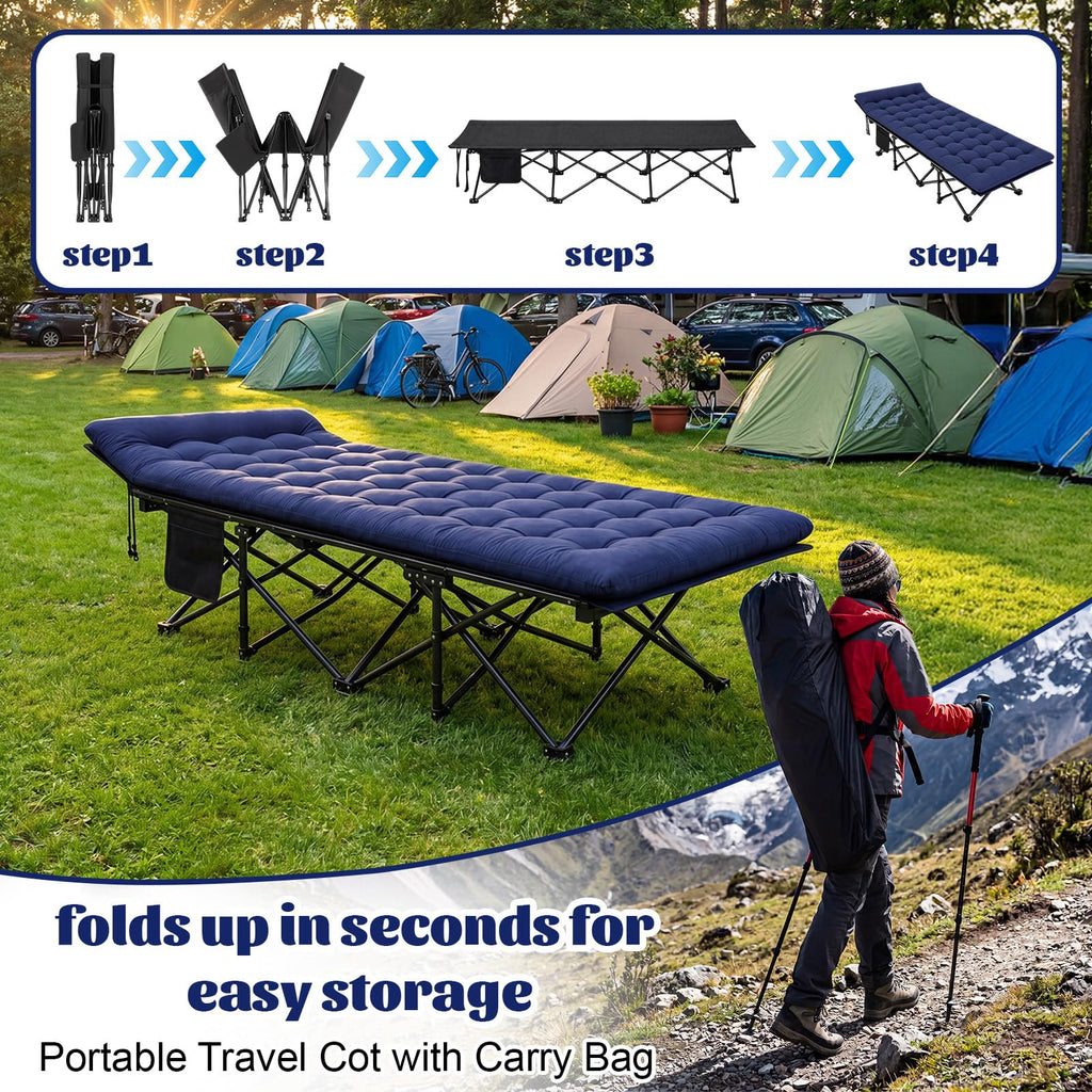 2 Pack Folding Camping Cot with Mattress D983