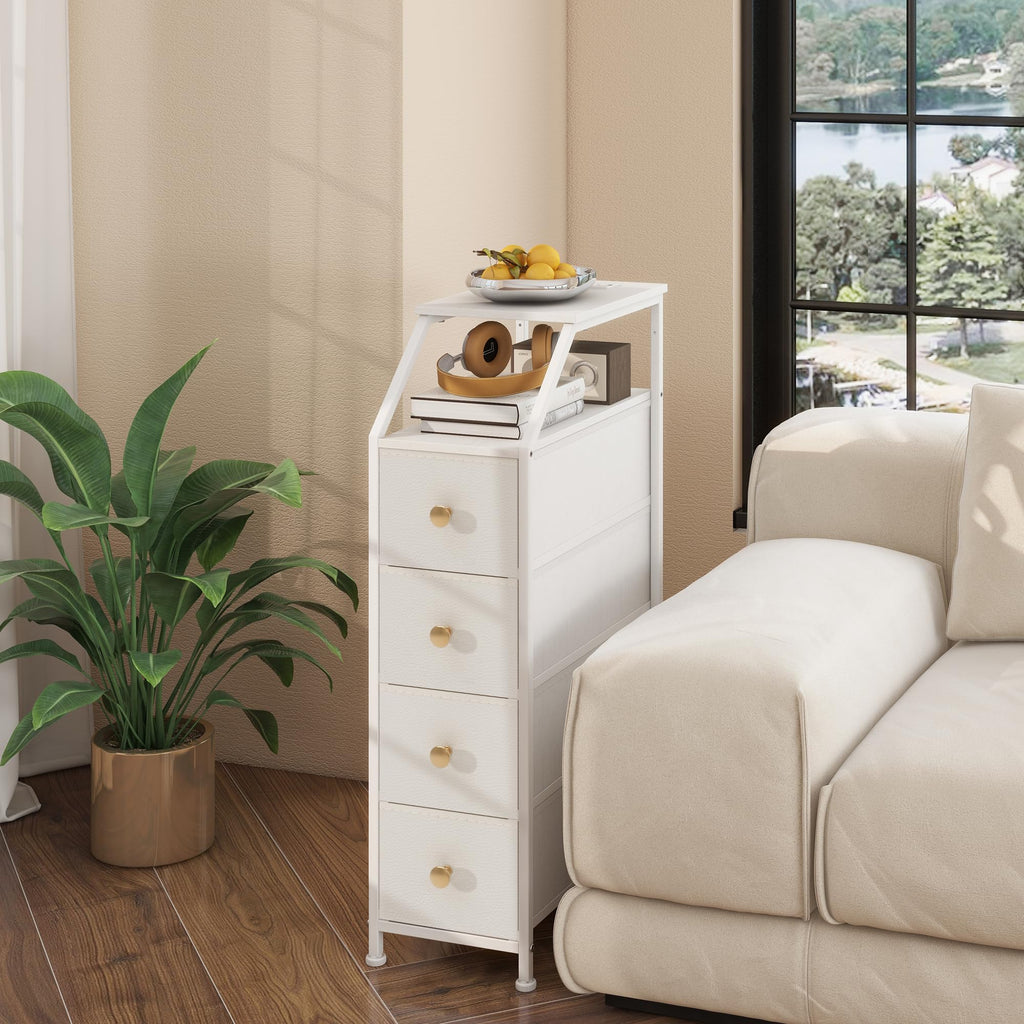 White 4 Drawers Narrow Dresser T638158